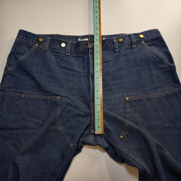 Vintage Union Made Carhartt Double Knee Jeans Sz 46 w/ Suspender Buttons - Picture 9 of 12